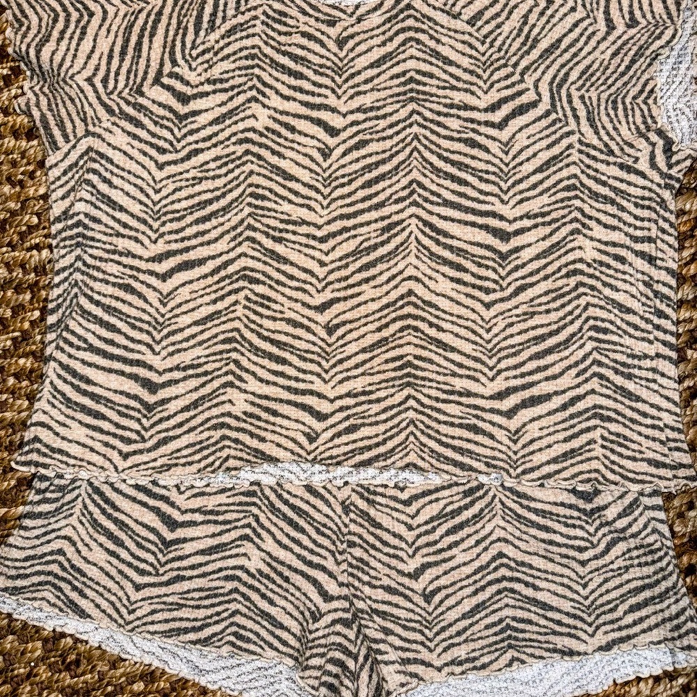 American Eagle Outfitters Zebra Print Pajama Set - Black and Cream